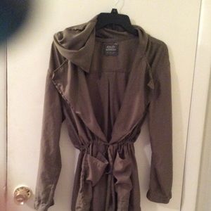 Olive green light jacket with hood